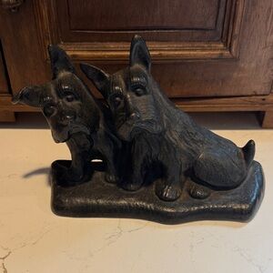 VINTAGE SCOTTISH TERRIER HEAVY CAST IRON DOORSTOP TWIN DOGS